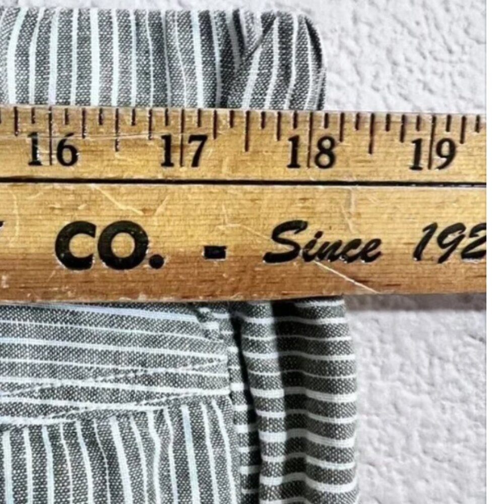 By Anthropologie Size XL Women Olive Green Stripes 100% Linen Pull on Pants - Picture 8 of 11